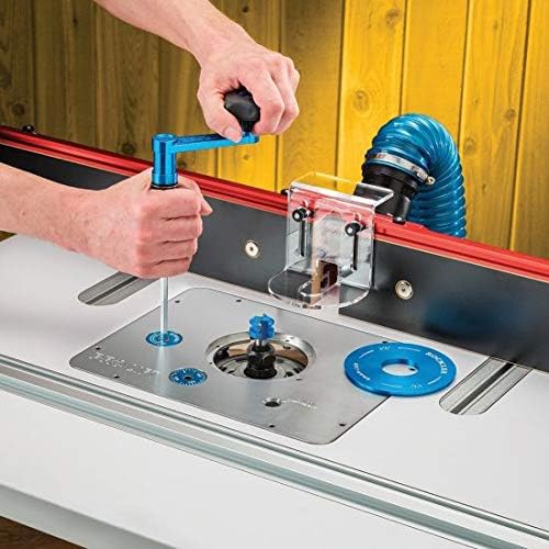 Rockler Pro Lift Router Lift - 9-1/4'' x 11-3/4'' Large Router Plate – Router Lift Kit For Kreg, Jessum, Woodpecker & Peachtree - Router Lift Systems w/Router Plate, Insert Ring, & Set of Hex Keys