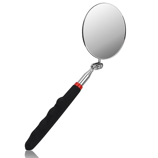 Telescoping Inspection Mirror, Circular Inspection Mirror, Flexible Inspection Mirror 360 Rotation with Extended Handle Round Inspection Mirrors for Checking Vehicle Condition(Dia-4 Inch)