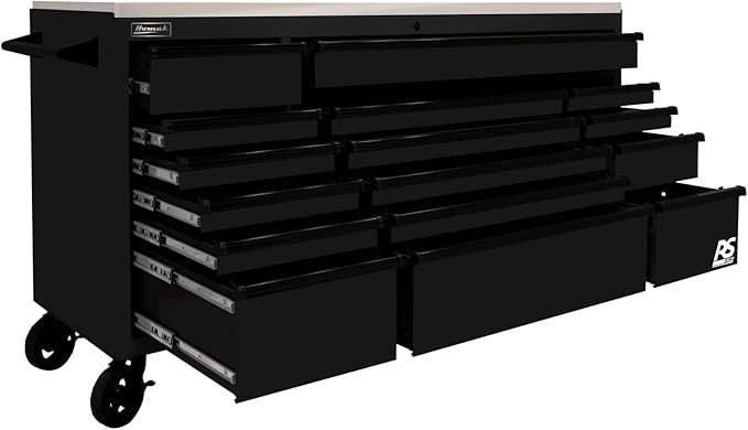 Homak 72” Roller Cabinet w/Stainless Steel Top RS Pro Workstation (Midnight Black)