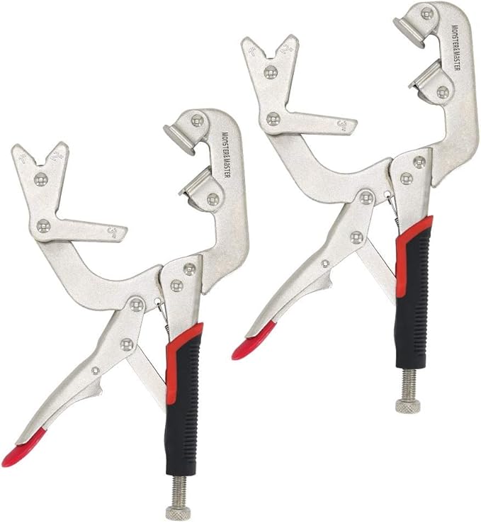 Monster & Master Welding Pipe Plier Clamp, Fast Release, C-Clamp Locking with Large V-Pads, 10 Inch (2-Piece), ATHUS-MM-WLP-S9x2