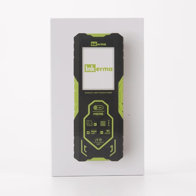 Laser Measurement Tool, Inkerma Bilateral Laser Distance Meter,Rechargeable Laser Measure with Color Backlit LCD Display, Angle Sensor, Pythagorean Mode, Area and Volume