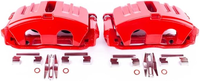 Power Stop Front S5006C Pair of High-Temp Red Powder Coated Calipers For Chevrolet Corvette 2005-2013 [Model Specific]