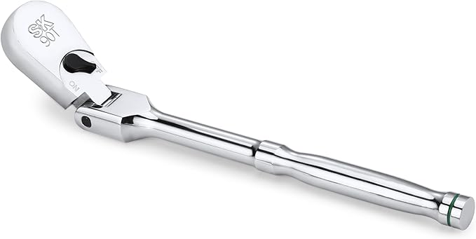 SK 1/2" Drive Flex Head Ratchet Handle, 90-Tooth Ratchet, Premium CR-V Construction, Reversible Design, with Contoured Handle