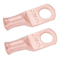 SELTERM 2pcs 8 AWG 1/4" Stud Copper Wire Lugs, Battery Lugs, Ring Terminals, Battery Cable Ends, 8 Gauge Ring Terminal Connectors, UL Heavy Duty Bare Copper Eyelets Battery Terminal Connectors