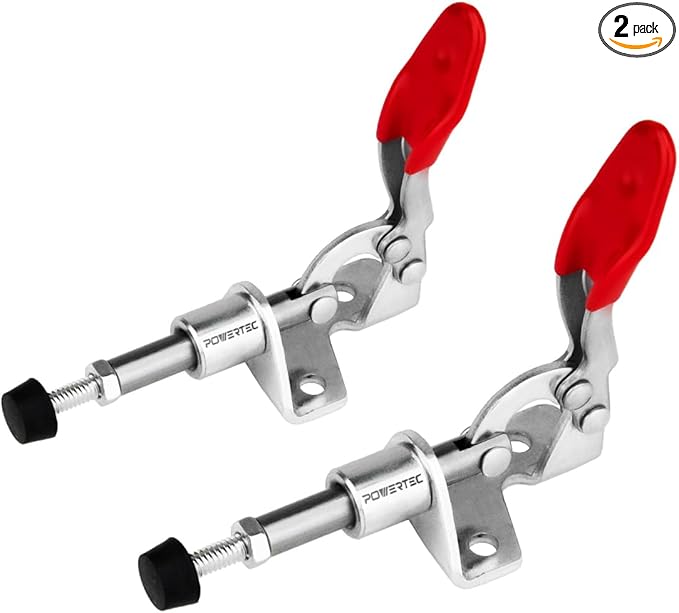 POWERTEC 2PK Toggle Clamp, 100lbs Holding Capacity, 301A Quick Release Push Pull Clamp for Woodworking Jigs and Fixtures, Pocket Hole Jigs, Welding, Crosscut Sled, CNC (20323)