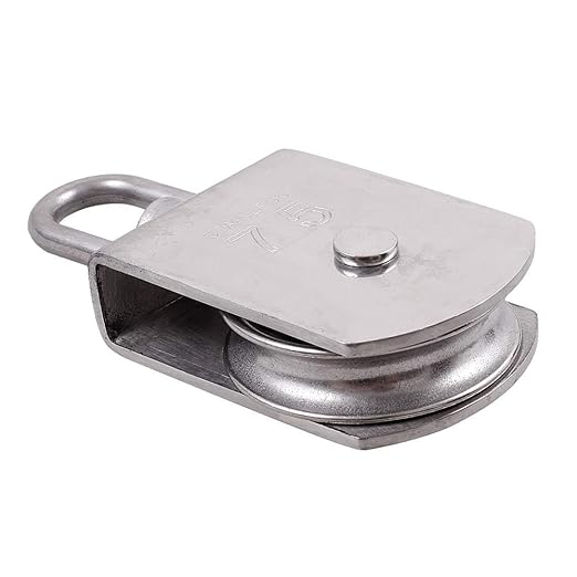 Rocaris 2 Pack M75 Lifting Single Pulley Roller Loading 1700Ibs, 304 Stainless Steel Heavy Duty Single Wheel Swivel Lifting Rope Pulley Block