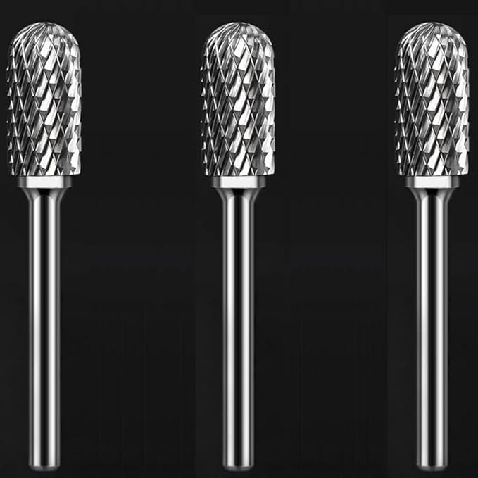 Carbide Burr Set 1/4" Shank SC-5 Die Grinder Bits Tungsten Double Cut Burr Bits (1/2" Cutter Dia X 1" Cutter Length) for Die Grinder Kits Metal Grinding Drilling Polishing (3pcs)