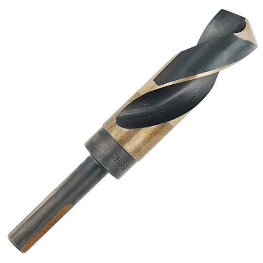 COMOWARE 1" Reduced Shank Drill Bit, HSS M2, Black & Gold Drill Bit with 3-Flat 1/2" Shank, 135° Split Point, Metal Drills Bits for Steel/Aluminum/Iron/Plastic/Wood, for Electricians & DIY