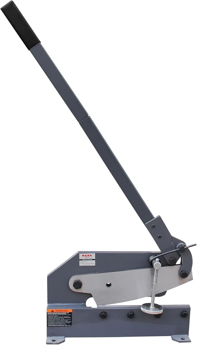 KAKA INDUSTRIAL Manual Metal Shear HS-12, 12 inch Throatless Cutting Machine for Sheet Metal, Plate Steel and Round Bars - Portable Workbench-Mounted Tool