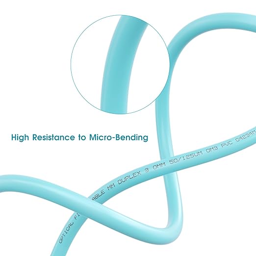 Fiber Patch Cable,10G/Gigabit Fiber Optic Cables with LC to LC Multimode OM3 Duplex 50/125 OFNP 1M（1Pack