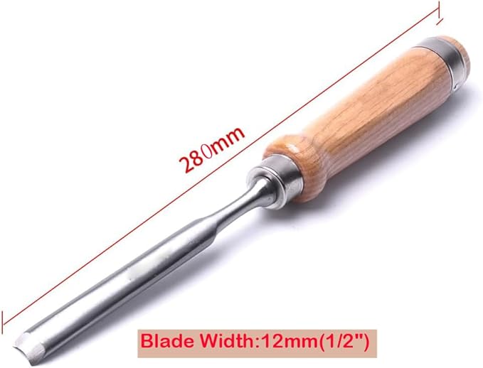Atoplee Wood Carving Gouge Chrome Vanadium Steel Semi-Circular Carpenter Woodworking Chisel (12mm(1/2"))