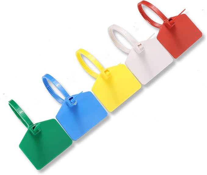 4 in Marker Nylon Cable Ties, Plastic Water Proof Tags, Self-Locking Written-on Cable Marker, Security Seals Label for Cabling, Wire Marking Label, Shipping Hanging Tags - Green/ 100pcs