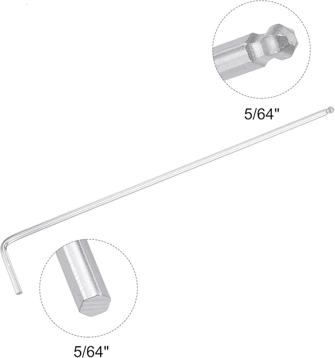 TOP-VIGOR 5Pcs 5/64" Ball End Hex Key Wrench, L Shaped Long Arm Allen Wrench for Household DIY, Professional Machine Repairing, CR-V