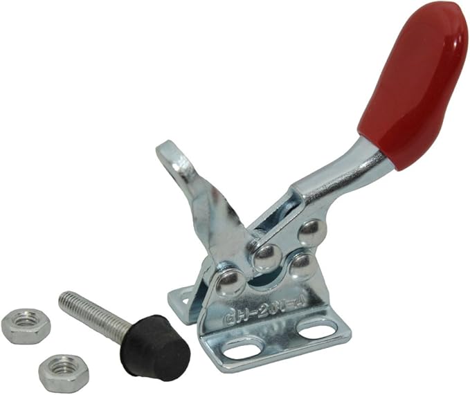 4PCS Toggle Clamp 201A Hand Tool 60 lbs / 27kg Holding Capacity Antislip Horizontal Quick Release Tool Silver&red