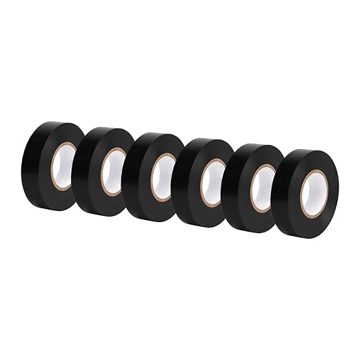 Amazon Basics Electrical Adhesive Tape, for Home DIY, Repairs, Electrical, Automotive and Equipment, 6-Pack, 3/4-inch by 60-feet, Black