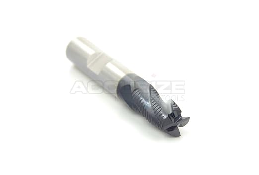 Accusize Industrial Tools 3/8'' Fine Tooth M42 8% Cobalt Tialn Roughing End Mill, 3/8'' Shk Dia, 3/4'' Flute Length, 2-1/2'' Oal, 4 Flute, 1104-0038