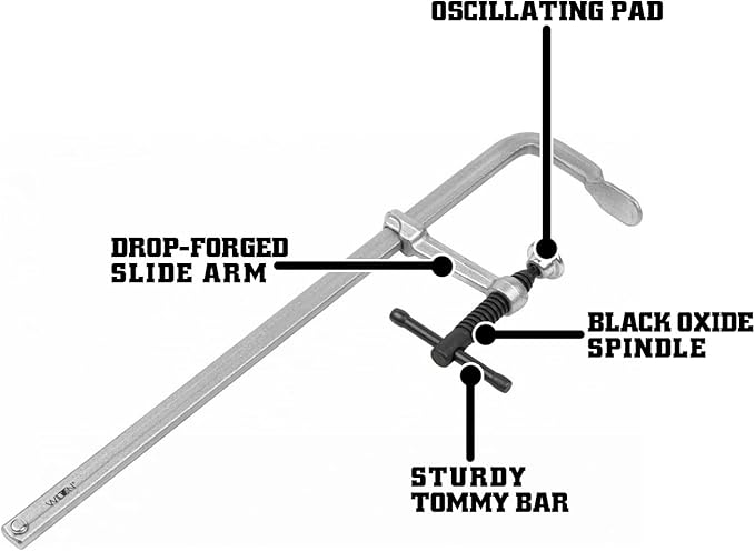 Wilton Mini F-Clamp, 8" Opening, 2-1/4" Throat, 400 Lbs. Clamping Force (Model MMS-8) (Pack of 2)