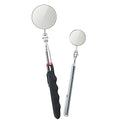 Telescoping Inspection Mirror with Rotating Head,Extendable Mechanic Mirror with Long Handle and Clip-On Design for Mechanics, Dentists, Auto, Boat (2.05in Round & 1.18in Round)