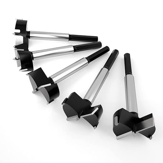 ASNOMY 6PCS Large Size Forstner Drill Bit, 1-3/8Inch to 2-3/4Inch Carbide Tipped Forstner Bit for Hard Wood, Wood Drilling Hole Saw Set Woodworking Hinge Cutter Tool Kits for Plastic Plywood