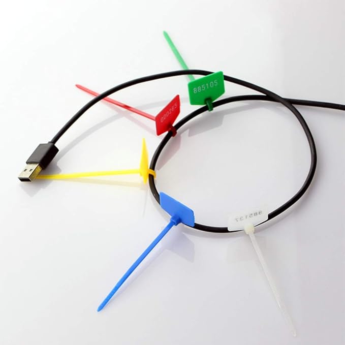 Cable Zip Tie with Tag,Wire Zip Ties with Label,100 Pcs Plastic Nylon Cable Ties,Multi Color Self-Locking Write on Tie Wraps
