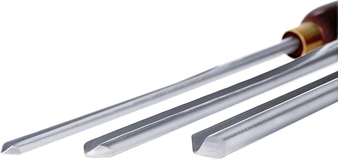 Woodturning Bowl Gouge Set, 3 Pieces 22.5” Wood Lathe Bowl Turning Tools, 1/4 Flute, 3/8 Flute, and 1/2 Flute, with High Speed Steel Blades, Beech Handles and Brass Ferrules, in Wooden Storage Case