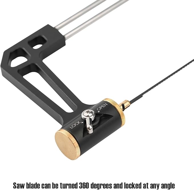 TOOLCOOL Coping Saw for Woodworking Aluminum Alloy Frame Hardwood Round Handle Handsaw with 15T 18T 24T High Speed Steel Saw Blades