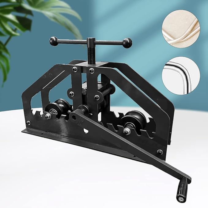 Manual Tube Bender, Metal Tube Roller Bending Machine with 1 Set Molds, Max 1.5" Bending Thickness, High Precision Round Tubing Pipe Bender, Tabletop Hand Bending Tool for Steel, Brass, Copper