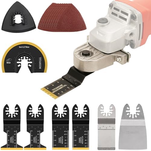 Oscillating Tool Adapter for Angle Grinder,Oscillating Multi Tool Kit with 19-piece Electric Multitool for Cutting Wood Drywall Nails Remove Grout & Sanding.