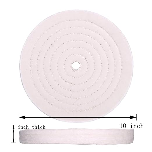 Buffing Polishing Wheel 10 inch Extra Thick Fine Cotton (70 Ply) for Bench Grinder with 3/4'' Arbor Hole,1 Pack