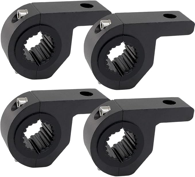 Motorcycle Bull Bar Mounting Bracket 4PCS Horizontal Light Mount Clamp Kit for 0.59" /0.75" /0.87"/0.98"/1.1"/1.25"Tubes fit for LED Driving Lights, Spotlights Fits Truck, ATV, & Motorcycle Crash Bars
