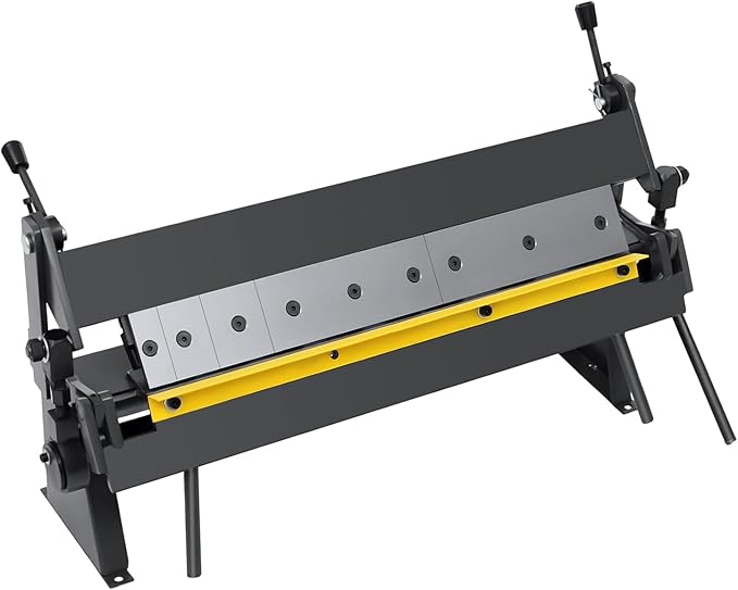 24“ Pan And Box Brake, 0-135° Sheet Metal Brake W-2420A Sheet Metal Bending Brake With 2”, 3“, 4” Removable Fingers Industrial Metal Bender For Carbon Steel Aluminum Copper