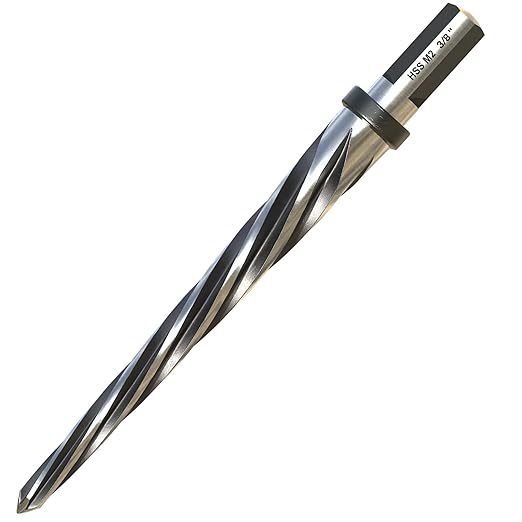 3/8" Bridge Construction Reamer, M2 HSS Taper Chucking Reamer Drill Bit with 5-Spiral Flutes Design for Steel, Alloy, Aluminum, Wood and Plastic