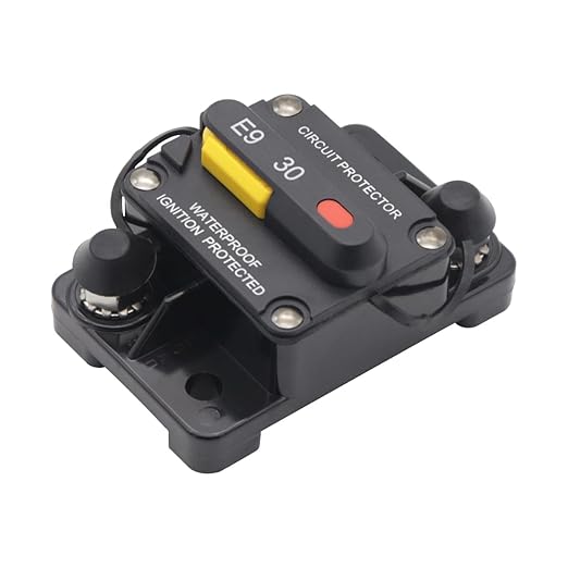 30 Amp Marine Circuit Breaker, Waterproof Manual Reset Switch, 12V-48V DC Circuit Breaker, 3/8" Studs, for Boat Trolling Motor/Marine ATV/Battery/Solar System（30A）