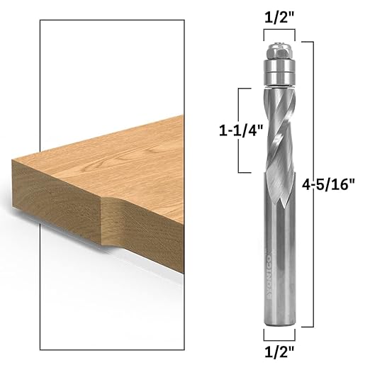 YONICO Solid Carbide Flush Trim Router Bit Spiral 1/2-Inch Up-Cut 1/2-Inch Shank 31203-SC