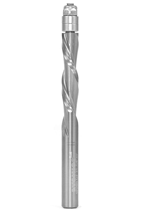 YONICO Router Bits Pattern Bit Solid Carbide Flush Trim Spiral 1-1/8-Inch Down-Cut 1/4-Inch Shank 14120