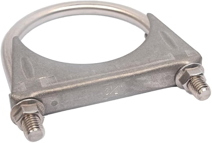Universal Heavy Duty 3-1/2 Inch Stainless Exhaust Exhaust Clamp, 3.5” Exhaust U-Bolt Clamps Saddle Design with Reinforced Ribs