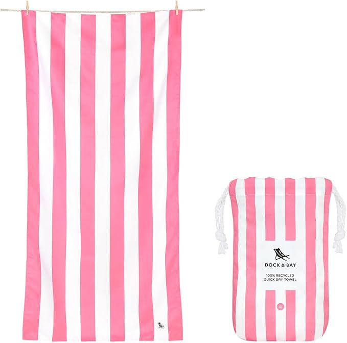 Dock & Bay Beach Towel - Quick Dry, Sand Free - Compact, Lightweight - 100% Recycled - Includes Bag - Set of 4 - Pastel Pic N Mix, Large (160x90cm, 63x35)
