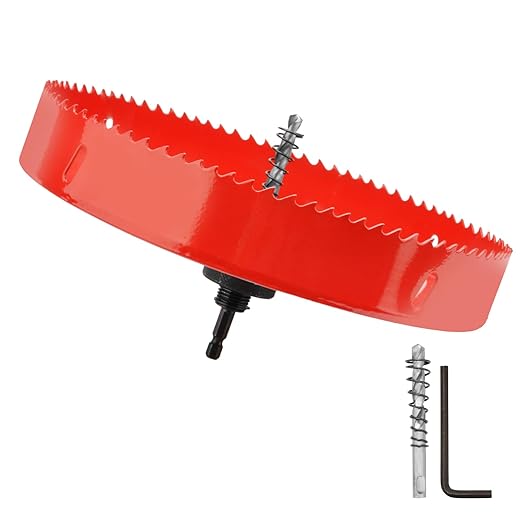 Hole Saw Heavy Duty bit Hex Shank,Hole Saw HSS with Arbor Bi-Metal & Heavy Duty Hole Saw Cutter for Wood Corn Hole Boards Plastic Drywall (φ180)