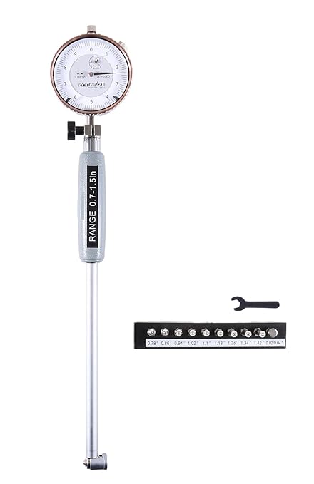 Accusize Industrial Tools 0.7-1.5'' by 0.0001'' Dial Bore Gage, Stem Length 6'', Ee20-1015