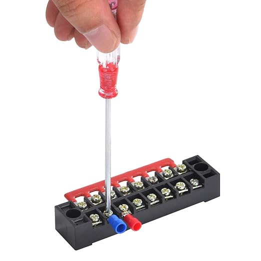 73Pcs(6Sets) Terminal Block Set, 6Pcs 8 Positions 600V 15A Dual Row Screw Terminal Strip Block + 6Pcs Pre-Insulated Terminals Barrier Strip + 60Pcs Insulated Fork Wire Connector by CGele…