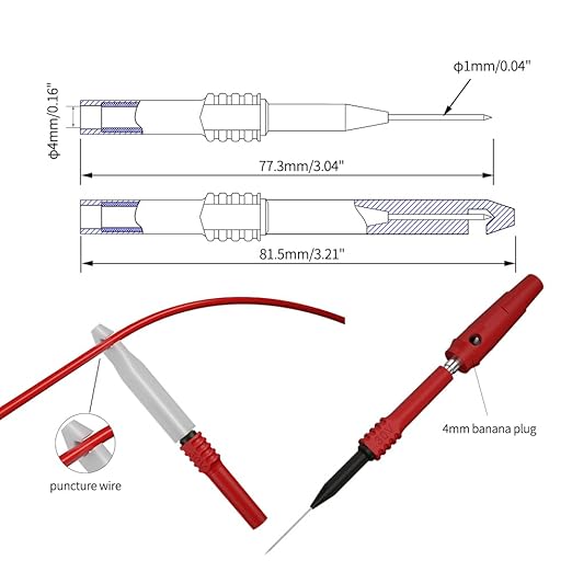 13pcs 4mm Banana PlugTest Leads Kit Digital Electrical Test Probes Set Fully Insulated Alligator Clips Test Tweezer Wire-Piercing Back Probe Pin 0079