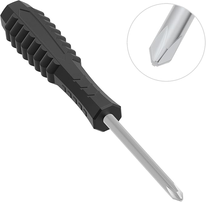 5PCS Mini Phillips Screwdriver, 5mm Cross Head with Black Non-slip Handle for Small Appliances, 5.71"(145mm) Total Length, Magnetic