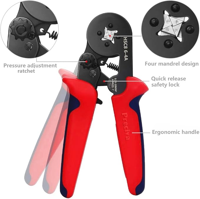 Ferrule Crimping Tool Kit, Preciva AWG23-7 Self-adjustable Ratchet Wire Crimping Tool Kit Crimper Plier Set with 1200PCS Wire Terminals Crimping Connectors Wire End Ferrules