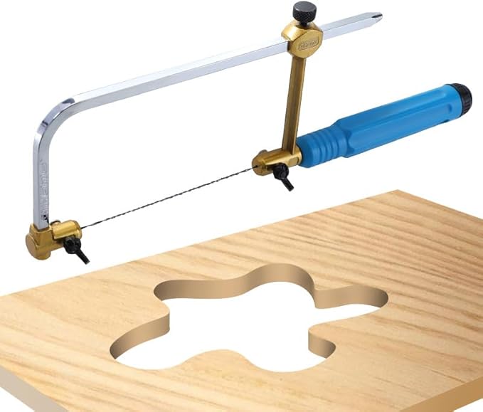Professional Coping Saw w/ 8 Spiral Blades - for Metal & Woodworking - Fast Precision Cutting for Wood, Plastic, Jewelry Crafting,Mini Wire Saw for DIY Crafting (11" x 4.7")