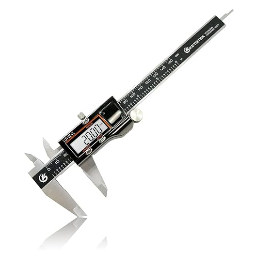 Digital Caliper Measuring Tool, IP54 Waterproof Stainless Steel Electronic Vernier Caliper 6 Inch/150mm Digital Micrometer with Large LCD Screen