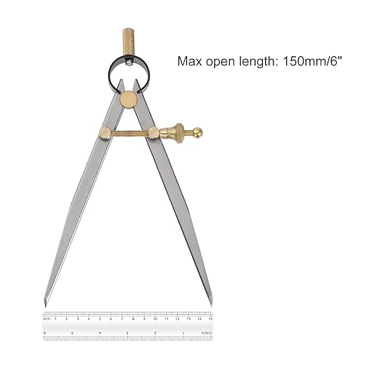 Spring Joint Caliper - [6 Inch] Carbon Steel Spring Divider Caliper with Brass Fulcrum for Metalworking Drawing Use, Flat Leg
