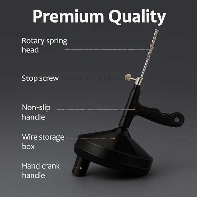 Musbus 25 FT Drain Snake Hair Drain Clog Remover, Plumbing Clogged Cleaner Tools for Toilet/Shower Sink/Bathtub, Gunk Removal Auger Declogger, Bathroom Unclog Plumbers Tool, Bath Tub Unclogger Snakes