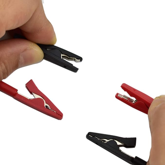 10Pcs Red and Black Insulated Safety Multimeter Test Leads with Mini Alligator Clips Crocodile Clamp Clips for 2mm Test Probe Banana Plug Connector