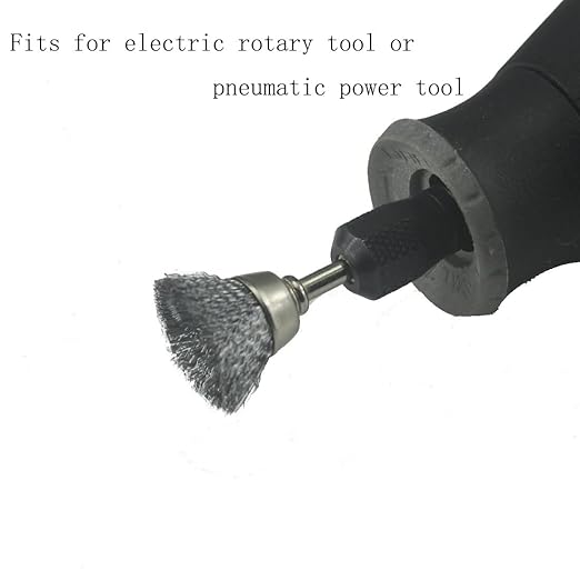 𝐉𝐔𝐍𝐋𝐈𝐗𝐍 30 Pcs Wire Brush Wheel, 1/8 Inch Shank Coarse Crimped Steel Wire Brushes Kits for Dremel Rotary Tool (Silver)