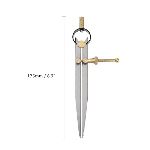 Spring Joint Caliper - [6 Inch] Carbon Steel Spring Divider Caliper with Brass Fulcrum for Metalworking Drawing Use, Flat Leg